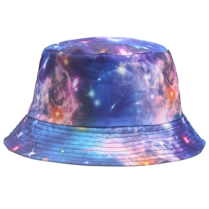 Chapeau Bob Réversible Imprimé Ciel Étoilé Galaxie Coton Polyester Protection Solaire Pliable Mode