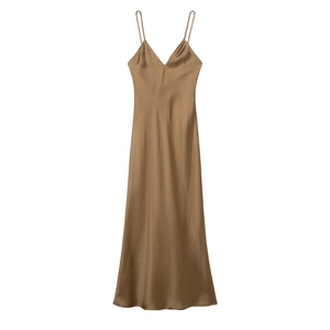 Elegant Satin Maxi Slip Dress V Neck Spaghetti Strap Backless High Waist Solid Color Sexy Evening Party Long Gown