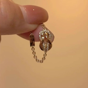 Horseshoe Buckle Soft Chain Ring Copper Gold Plated With Zircon Micro Pave Elegant Fashion Jewelry For Women
