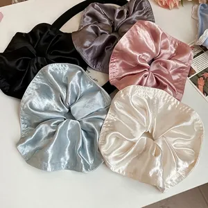 Large Satin Satin Fabric Scrunchies High Elastic Pleated Glossy French Elegant Hair Ties For Women Daily Styling