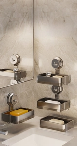 Wall-mounted space aluminum soap holder with detachable drainage trays and side hooks