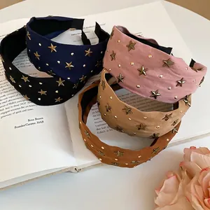 Serre-têtes en tissu cinq couleurs avec étoiles métalliques et design couronne haute