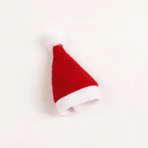 Mini red and white Christmas hat decoration for wine bottles and cutlery, size 7x4 cm