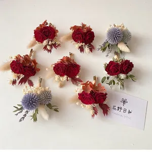 Preserved flower corsages with roses and lavender for weddings and formal parties