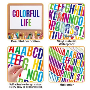 Detail of 2-inch waterproof vinyl alphabet stickers showing texture and water resistance