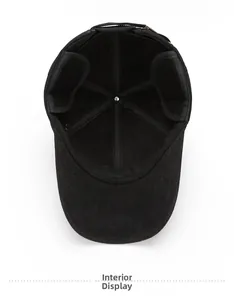 Detailed interior view of thick wool baseball cap featuring winter ear protection