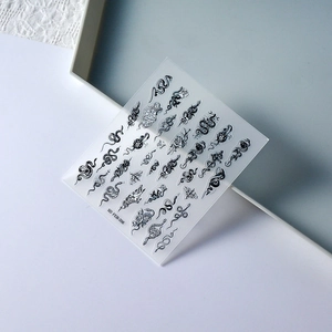 5D embossed snake and rose nail art stickers with butterfly totem designs style FEB-356