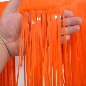 30x300cm orange tinsel foil fringe curtain banner for macaron themed party backdrop decor