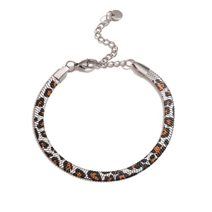 Close-up of 5mm stainless steel leopard print snake chain bracelet with lobster clasp