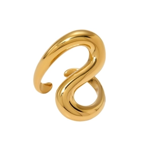 Minimalist gold geometric irregular ring with polished stainless steel finish for women
