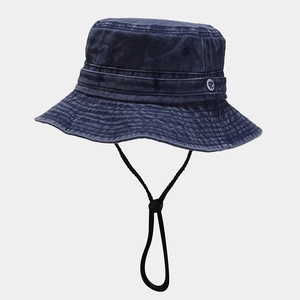 Chapeau Bob En Coton Lavé Vintage Avec Cordon Coupe-Vent Réglable Protection Solaire Extérieure Rétro Unisexe