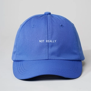 Classic royal blue baseball cap with white NOT REALLY embroidery and adjustable back strap