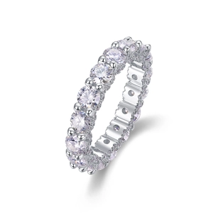 Sparkling 925 sterling silver full eternity ring featuring moissanite stones in silver finish