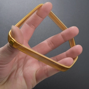 Elastic gold metal spring arm cuff bracelet for men with punk style jewelry design