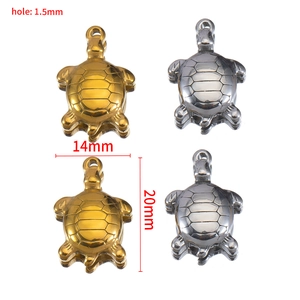 Stainless steel turtle charms in gold and silver colors with 1.5mm holes for DIY jewelry