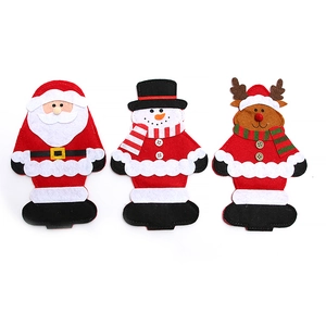 Lot de 3 porte-couverts de Noël avec motifs Père Noël, bonhomme de neige et renne
