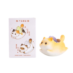 Cute cat crystal ornament with purple gemstone and decorative gift box for desk decor