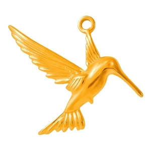 Minimalist 304 stainless steel hummingbird pendant in golden finish with smooth metallic shine