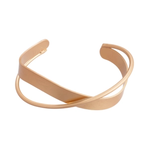 Minimalist matte gold geometric crisscross layered open bangle bracelet for women
