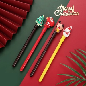 Lot de 4 stylos à bille de Noël avec figurines de renne et Père Noël