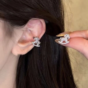 Rocking Horse Ear Bone Clips Copper Zircon Inlaid Non Piercing Ear Wrap Cartilage Jewelry For Women Fashion Minimalist