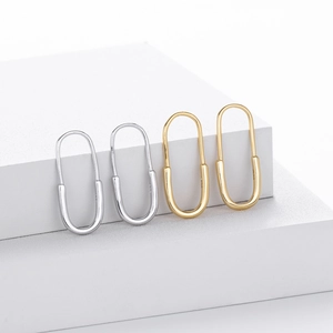 Modern S925 sterling silver paperclip hoop earrings in gold and silver finishes