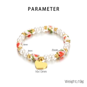 Diagramme de paramètres du bracelet perle coeur avec perles 8mm et poids 19g