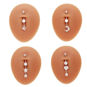 Parure de piercings de nombril en acier inoxydable avec pendentifs cœur et lune