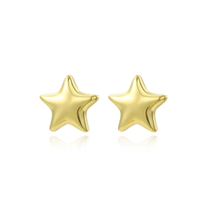 Minimalist 18k gold plated geometric star stud earrings with polished finish on white base