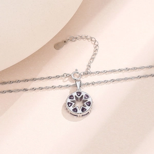 Elegant 925 sterling silver necklace with a minimalist round purple zircon star pendant