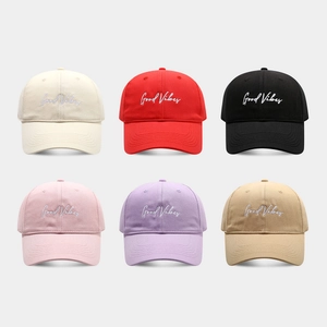 Baseball Cap Cotton Twill Fashion Letter Embroidery Good Vibes Adjustable Curved Brim Sunshade Casual Outdoor Women Men