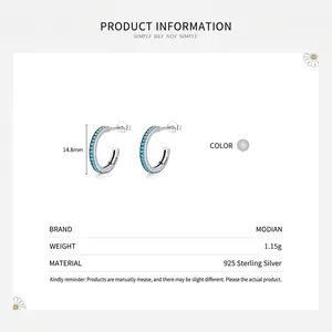 Créoles en argent 925 minimalistes avec pierres de turquoise rondes et détails de taille