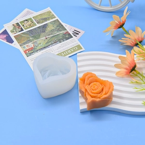 3D heart rose silicone mold for DIY handmade scented candles and aromatic soap making