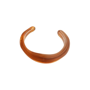 Minimalist amber acrylic open bangle with marble pattern and modern C-shaped design