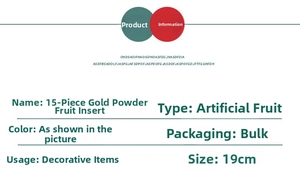 Detailed specs for 19cm gold glitter artificial berry pick for Christmas tree decoration