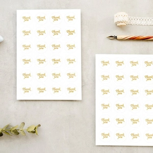 Autocollants Thank You dorés sur papier blanc, étiquettes rondes 2,5 cm pour cadeaux