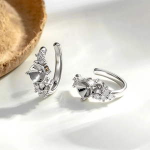 Brass Cubic Zirconia Ear Bone Clip Empty Base DIY Earring Findings Jewelry Making Niche Design C Shape No Piercing