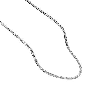 Polished silver stainless steel box chain necklace with minimalist metallic finish