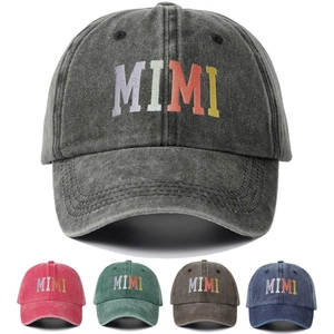 Washed Cotton Baseball Cap For Men Women Casual Embroidered Letter MIMI Distressed Vintage Sun Protection Outdoor Dad Hat