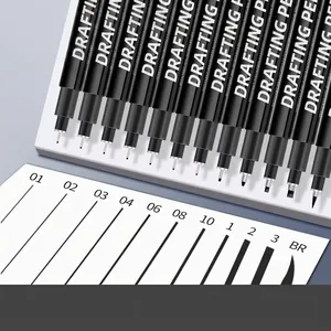 Drafting Pens Fineliners Waterproof Quick Dry Black Ink For Sketching Drawing Manga Engineering Artist Supplies