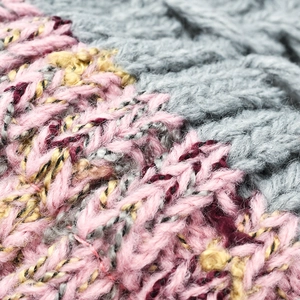 Colorful mixed color thick knit beanie hat for women featuring warm wool texture and wavy pattern