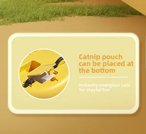 Detailed view of the cat toy base featuring a built-in compartment for catnip sachets