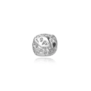 Hammered square spacer bead with zircon inlay for 18k gold plated DIY jewelry