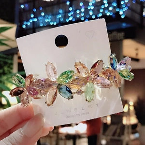 Fermaglio per Capelli a Forma di Fiore di Cristallo in Stile Coreano per Donna Fermaglio a Molla in Lega Strass Accessori per Capelli Dolci