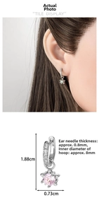 Detailed view of star zircon earrings with size specs including 1.88cm length