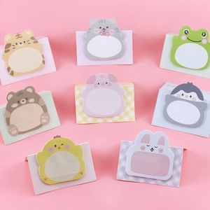 8-pack cute cartoon animal sticky notes featuring tiger cat frog and bear on pink background