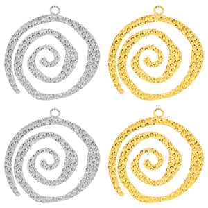 Spiral Pendant 304 Stainless Steel Hammered Texture Round Hollow DIY Jewelry Making Accessory Minimalist Fashion Charm