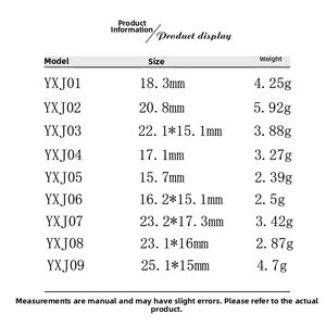 Size chart for golden stainless steel religious pendants with weights and dimensions detail