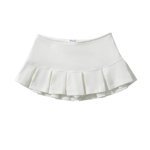 Mini-jupe plissée blanche classique à taille haute avec un design de style écolière