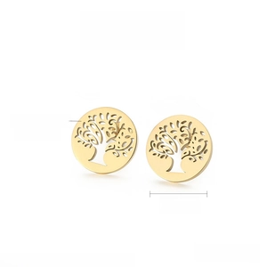 Technical detail of 15mm stainless steel tree of life earrings with weight specs